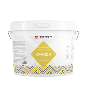 Краска акриловая Ecoroom интерьерная, влагостойкая Х-5, белоснежная, 14 кг